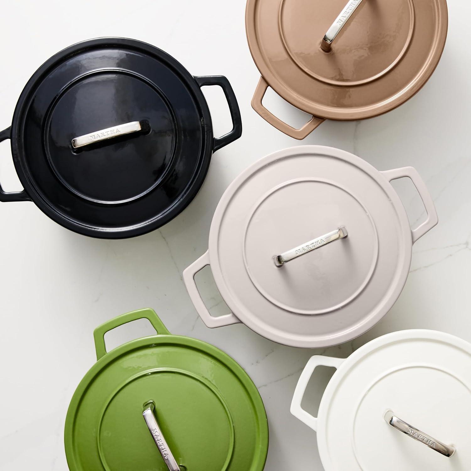 imageMartha by Martha Stewart 5 QT European Enameled Cast Iron Dutch Oven wLid CobblestoneObsidian