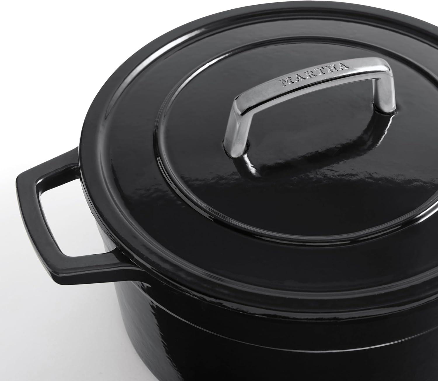 imageMartha by Martha Stewart 5 QT European Enameled Cast Iron Dutch Oven wLid CobblestoneObsidian