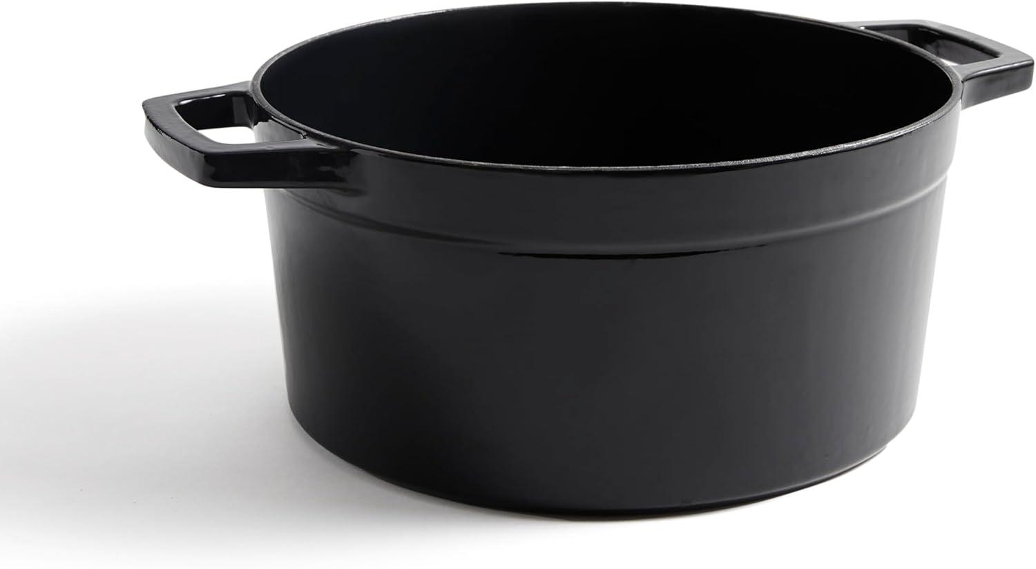 imageMartha by Martha Stewart 5 QT European Enameled Cast Iron Dutch Oven wLid CobblestoneObsidian