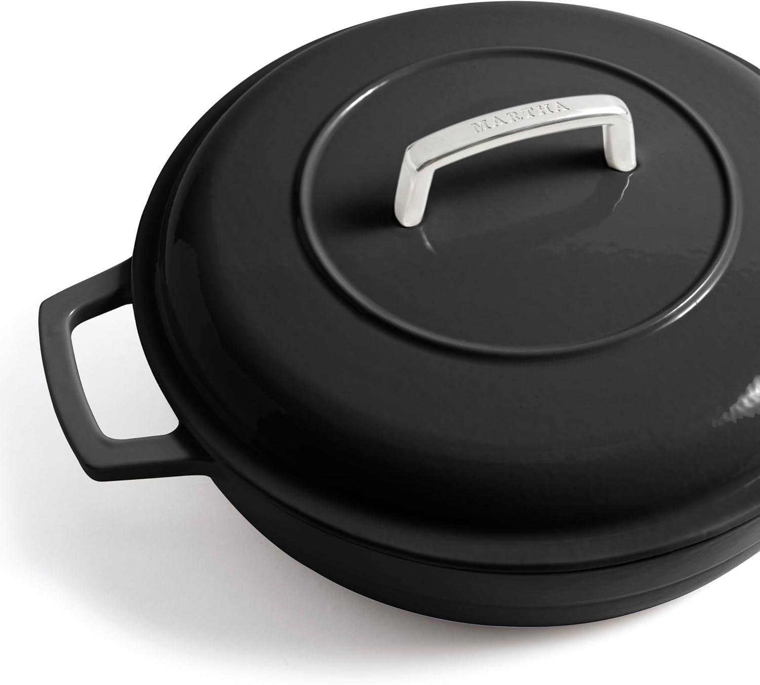 imageMartha by Martha Stewart 5 QT European Enameled Cast Iron Dutch Oven wLid CobblestoneObsidian
