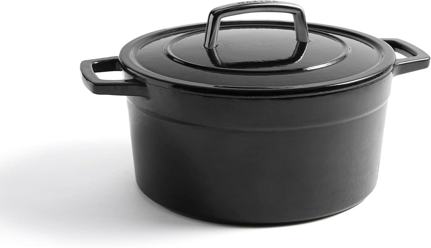 imageMartha by Martha Stewart 5 QT European Enameled Cast Iron Dutch Oven wLid CobblestoneObsidian