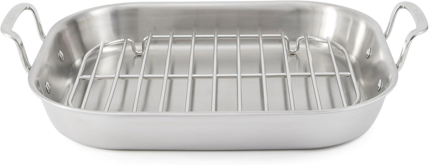 imageMartha by Martha Stewart Triply Stainless Steel 16 Roasting Pan wFlat RackStainless Steel