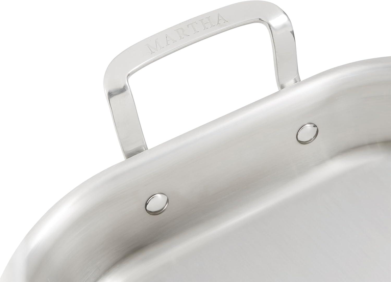 imageMartha by Martha Stewart Triply Stainless Steel 16 Roasting Pan wFlat RackStainless Steel
