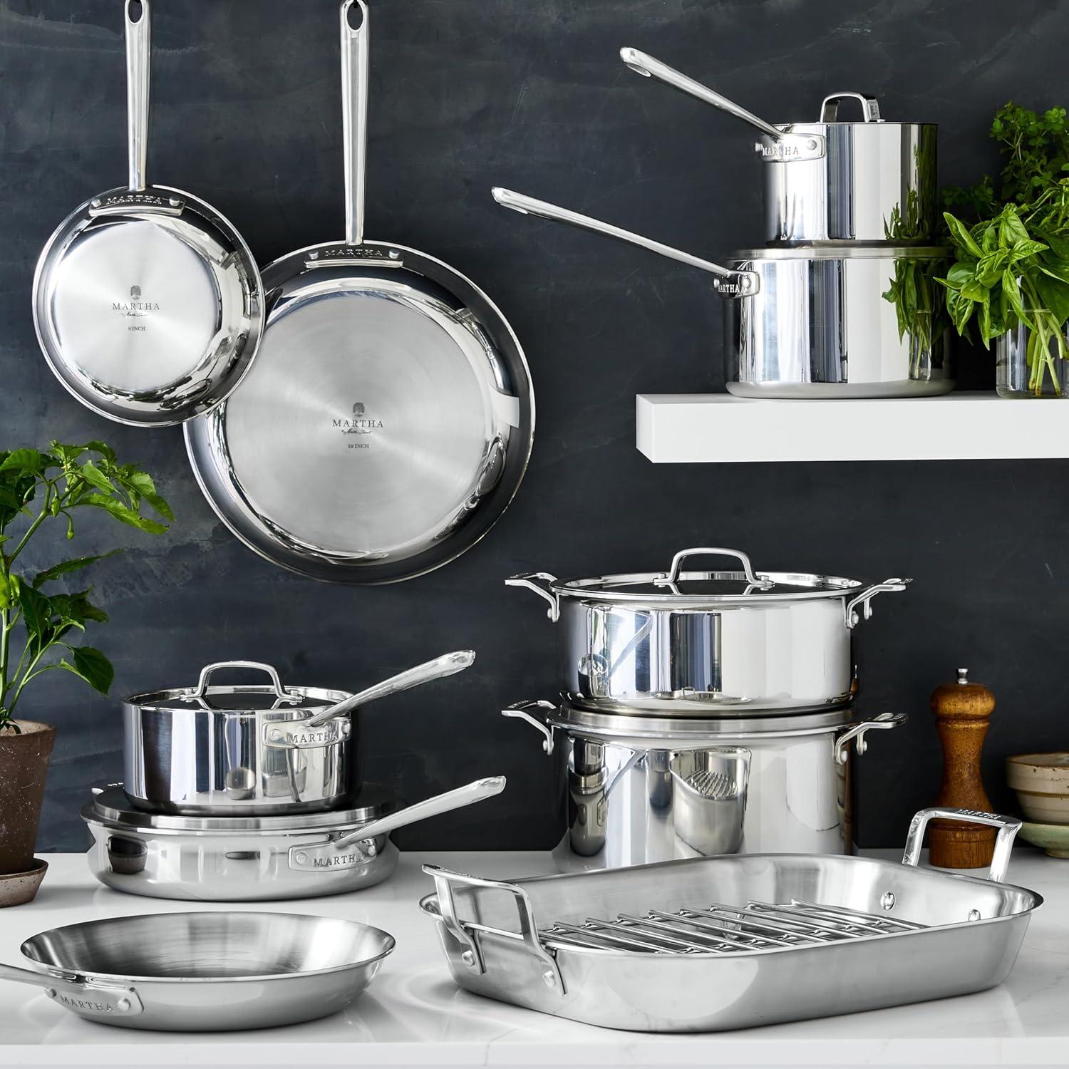 imageMartha by Martha Stewart Triply Stainless Steel 16 Roasting Pan wFlat RackStainless Steel