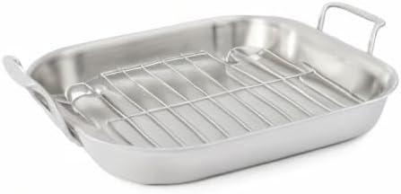 imageMartha by Martha Stewart Triply Stainless Steel 16 Roasting Pan wFlat RackStainless Steel