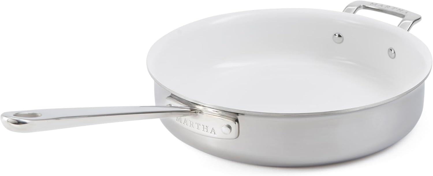 imageMartha by Martha Stewart Triply Stainless Steel 16 Roasting Pan wFlat RackStainless w Ceramic Interior
