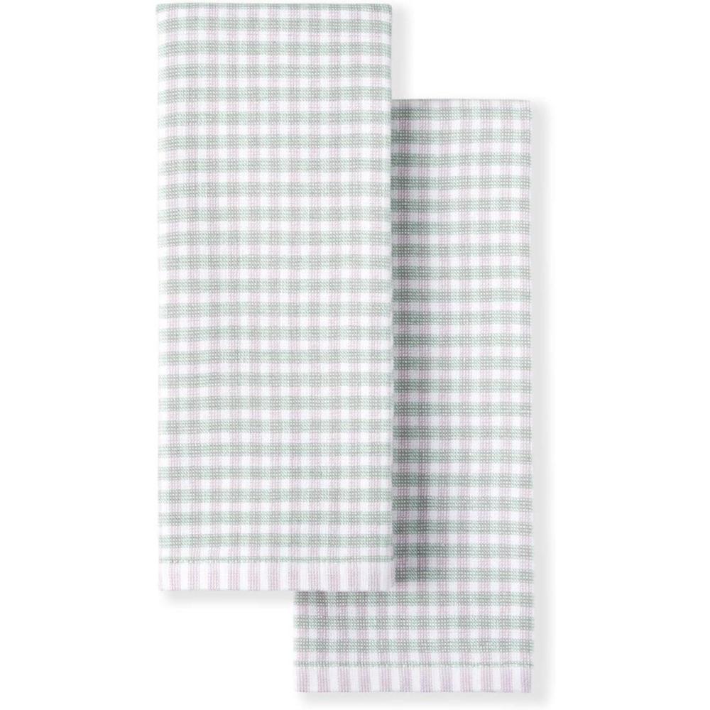 imageMartha Stewart Dual Purpose Kitchen Towel 2Pack Set Strie Medallion 16x28Check