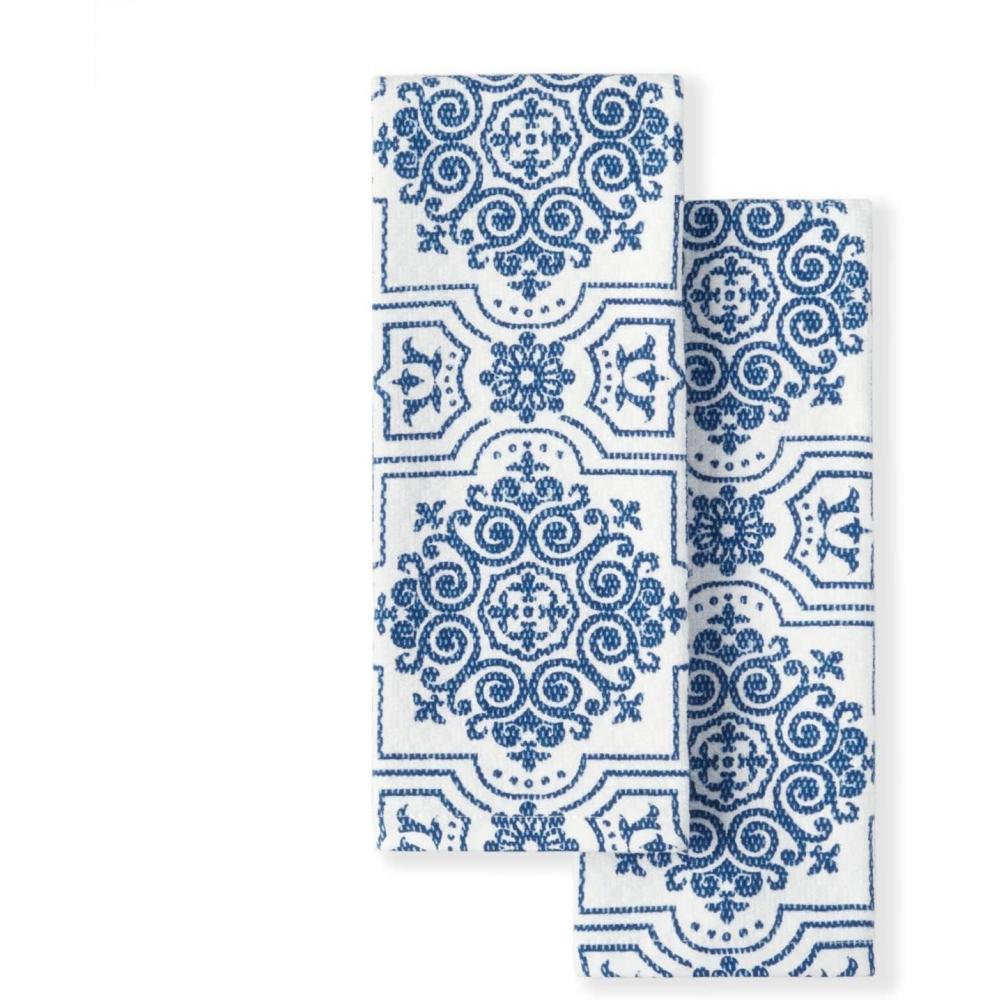 imageMartha Stewart Dual Purpose Kitchen Towel 2Pack Set Strie Medallion 16x28Strie Medallion