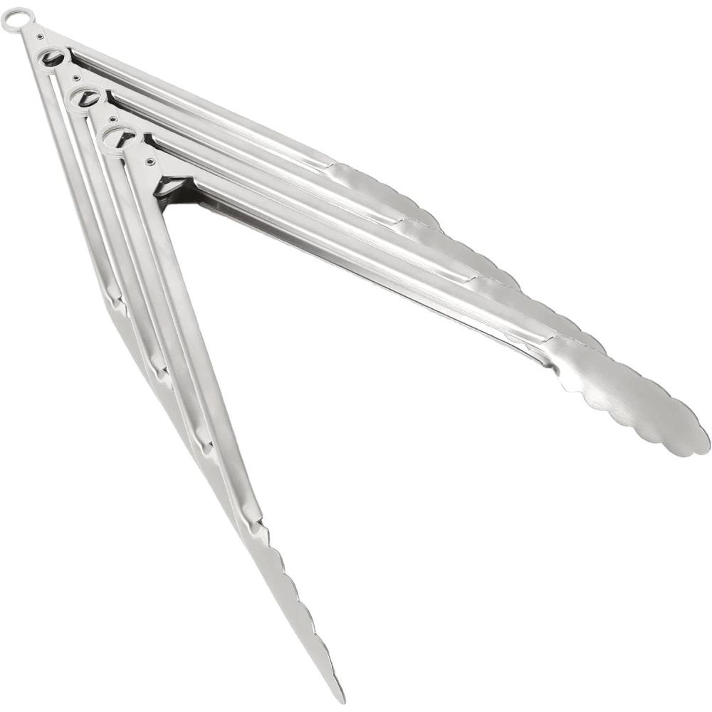 imageMartha Stewart Richburn 2Piece Stainless Steel Tongs Set 12Inch and 9Inch Kitchen Tongs for Grilling Serving and CookingTong Set 12 and 9 Pack of 4