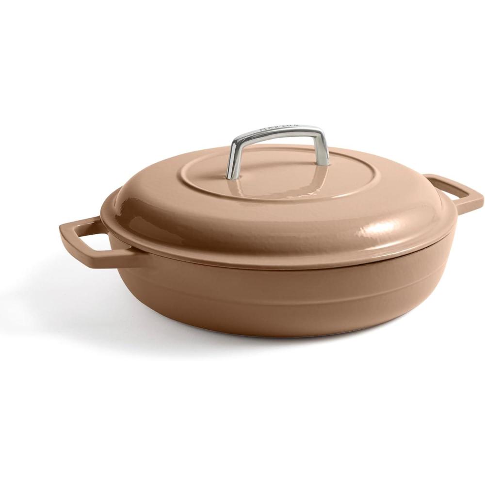 imageMartha by Martha Stewart 5 QT European Enameled Cast Iron Dutch Oven wLid CobblestoneGanache
