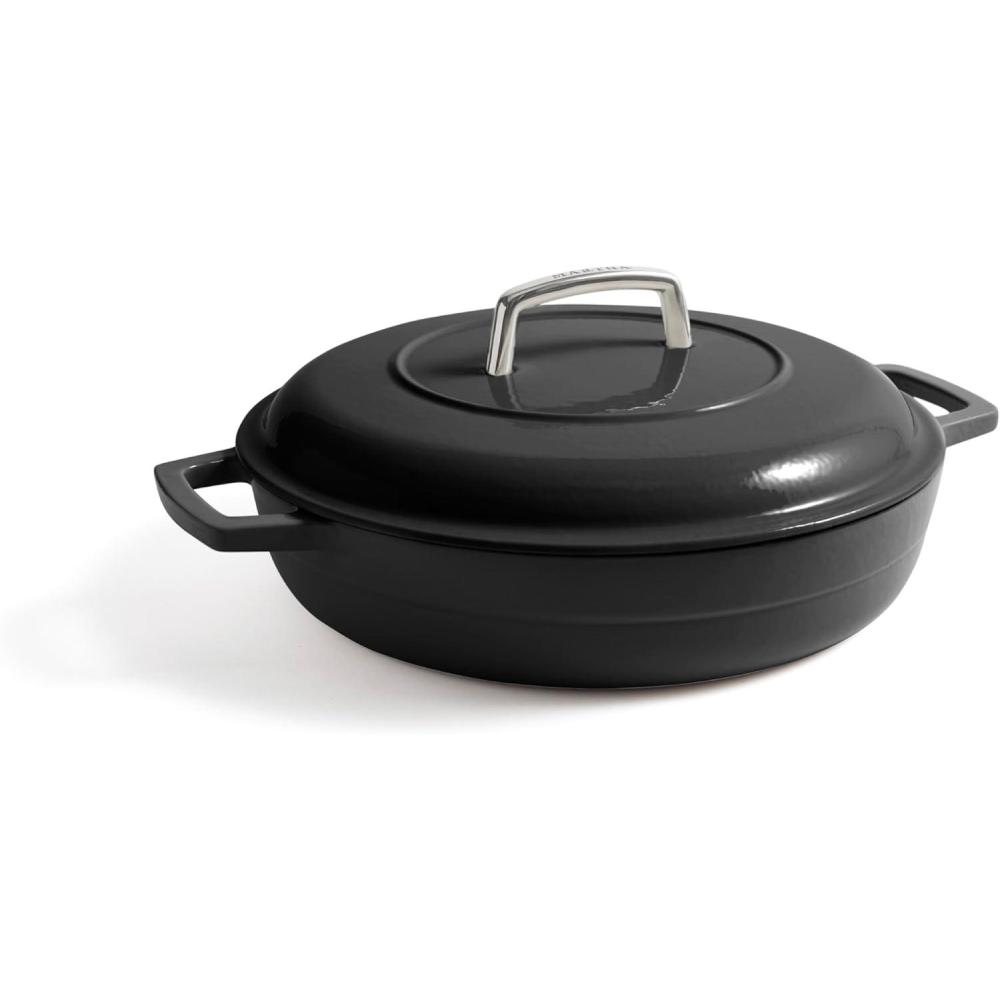 imageMartha by Martha Stewart 5 QT European Enameled Cast Iron Dutch Oven wLid CobblestoneObsidian