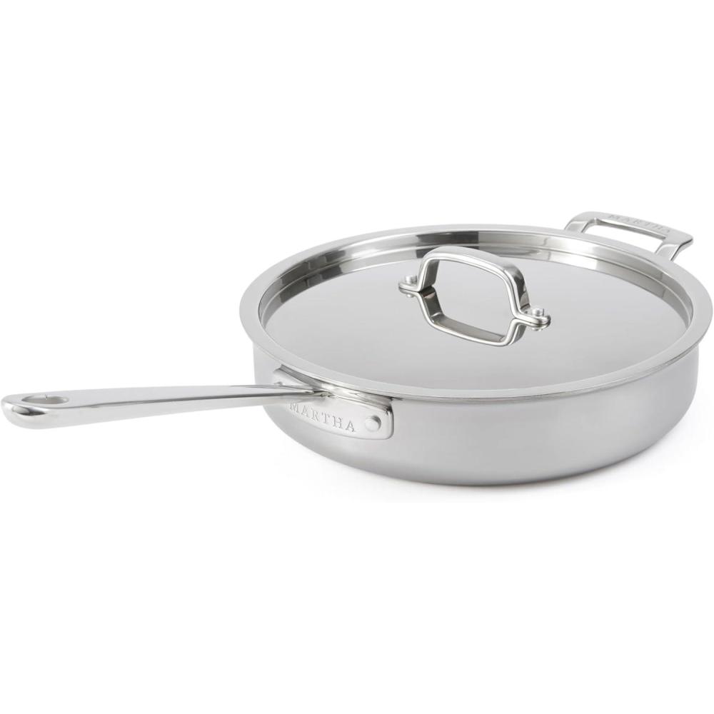imageMartha by Martha Stewart Triply Stainless Steel 16 Roasting Pan wFlat RackStainless w Ceramic Interior