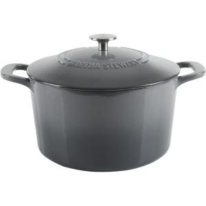 MARTHA STEWART Gatwick 7-Quart Enamel Cast Iron Dutch Oven – Martha Blue – Durable Heavy-Duty Dutch Oven for Slow Cooking, Braising & Baking(Classic Gray)