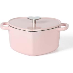 MARTHA STEWART Gatwick 7-Quart Enamel Cast Iron Dutch Oven – Martha Blue – Durable Heavy-Duty Dutch Oven for Slow Cooking, Braising & Baking(Pink (Heart Shaped))
