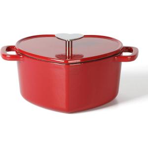 MARTHA STEWART Gatwick 7-Quart Enamel Cast Iron Dutch Oven – Martha Blue – Durable Heavy-Duty Dutch Oven for Slow Cooking, Braising & Baking(Red (Heart Shaped))