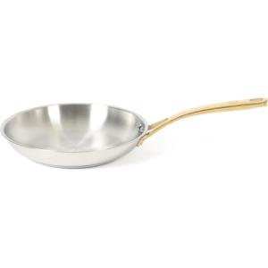 Martha Stewart Castelle 10 Piece 18/8 Durable Stainless Steel Induction Safe Non-Toxic Triply Bottom Kitchen Pots and Pans Cookware Set – Dishwasher Safe(Stainless Steel W/ Gold Handle)