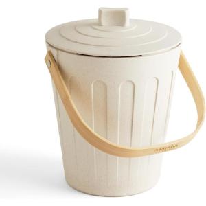 Martha Stewart Indoor Compost Bin | Countertop Composting Bucket for Kitchen | .7 Gallon Capacity | Includes Filter | Plant Based Materials | Light Blue(Linen White)
