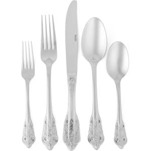 Martha Stewart Watercliffe 16 pc Flatware Set Stainless Steel w/ABS Handle – Warm Grey(Perrine (Mirror Polish))