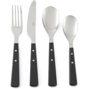 Martha Stewart Watercliffe 16 pc Flatware Set Stainless Steel w/ABS Handle – Warm Grey(Watercliffe (Black))