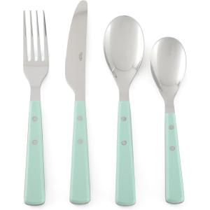 Martha Stewart Watercliffe 16 pc Flatware Set Stainless Steel w/ABS Handle – Warm Grey(Watercliffe (Martha Blue))