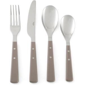 Martha Stewart Watercliffe 16 pc Flatware Set Stainless Steel w/ABS Handle – Warm Grey(Watercliffe (Warm Grey))