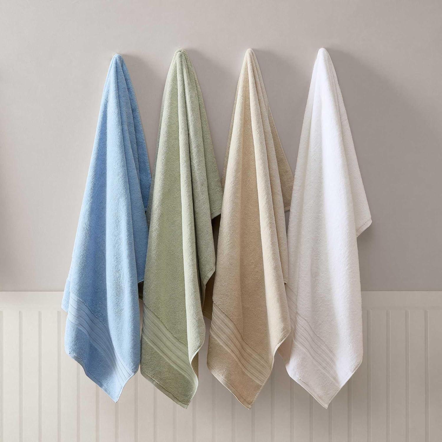 imageMartha Stewart Bath Towels Soft amp Absorbent 100 Cotton Towels Plush 700 GSM 6Piece Bathroom Towel Set with Textured Dobby Weave Skyland Manor BeigeSkyland Manor White