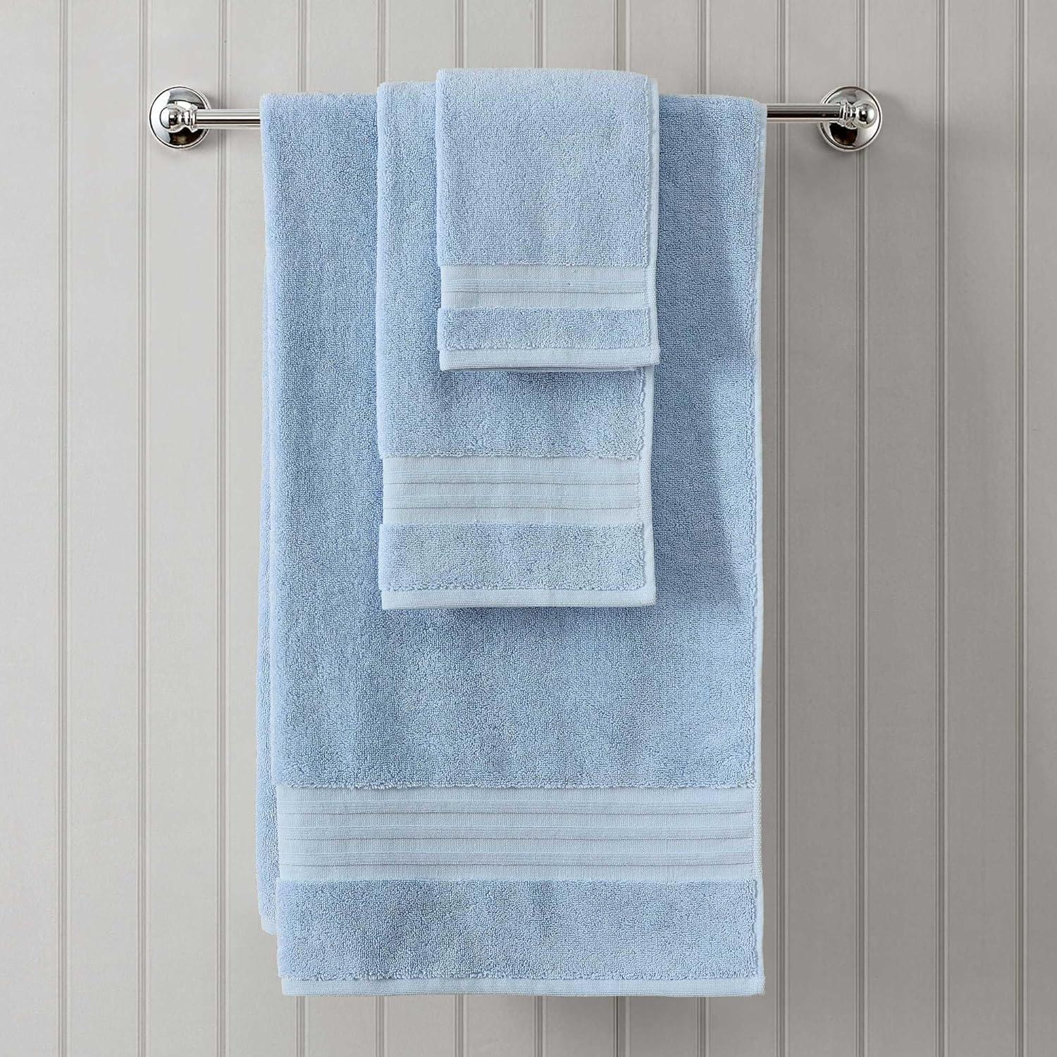 imageMartha Stewart Bath Towels Soft amp Absorbent 100 Cotton Towels Plush 700 GSM 6Piece Bathroom Towel Set with Textured Dobby Weave Skyland Manor BeigeSkyland Manor Blue