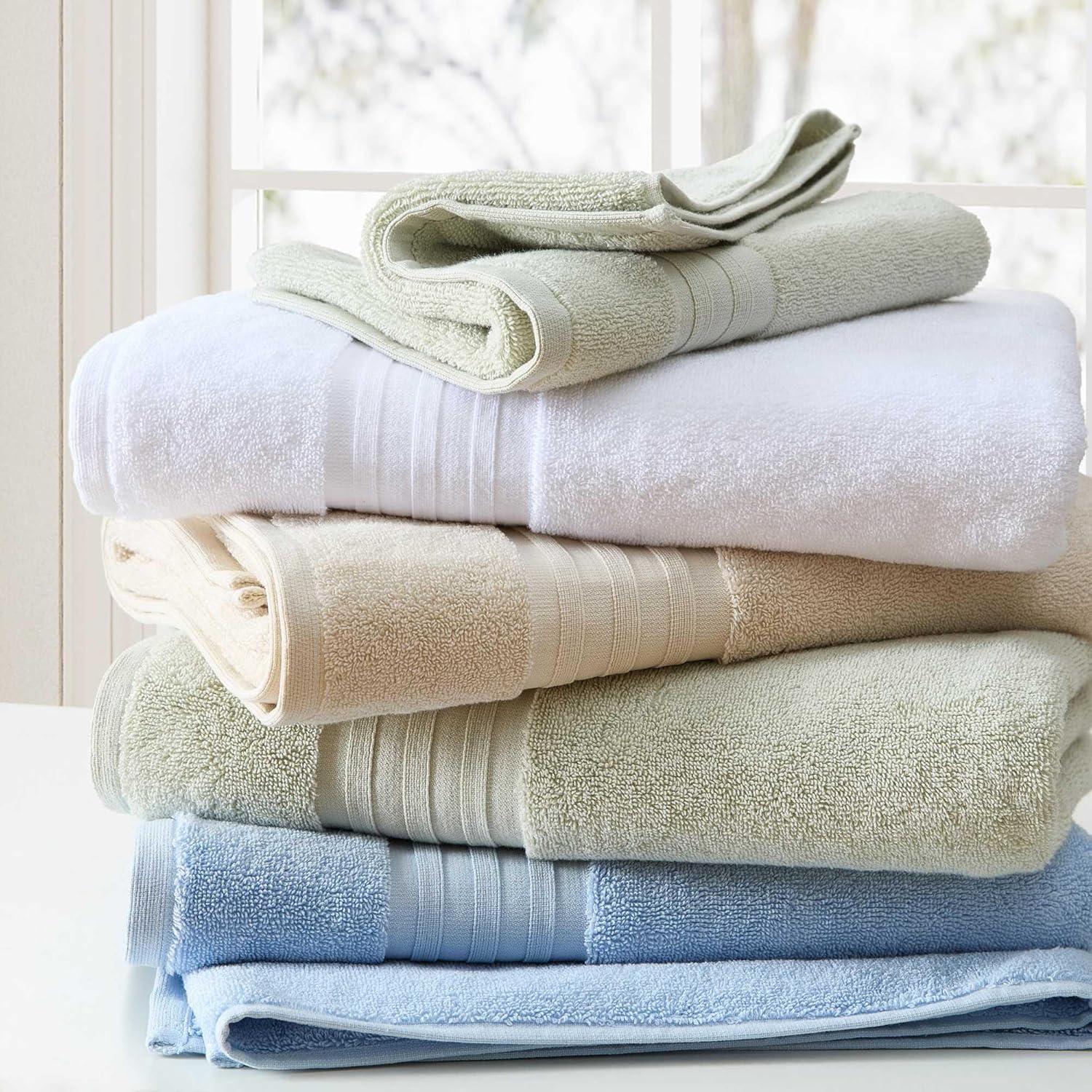 imageMartha Stewart Bath Towels Soft amp Absorbent 100 Cotton Towels Plush 700 GSM 6Piece Bathroom Towel Set with Textured Dobby Weave Skyland Manor BeigeSkyland Manor Blue