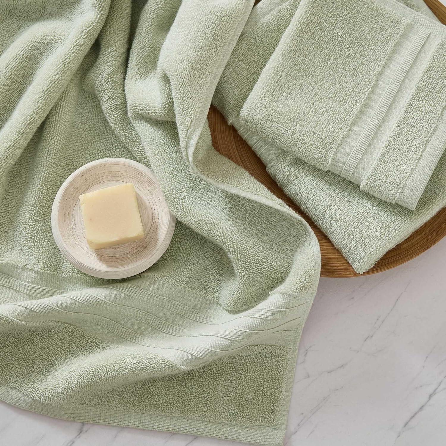 imageMartha Stewart Bath Towels Soft amp Absorbent 100 Cotton Towels Plush 700 GSM 6Piece Bathroom Towel Set with Textured Dobby Weave Skyland Manor BeigeSkyland Manor Green