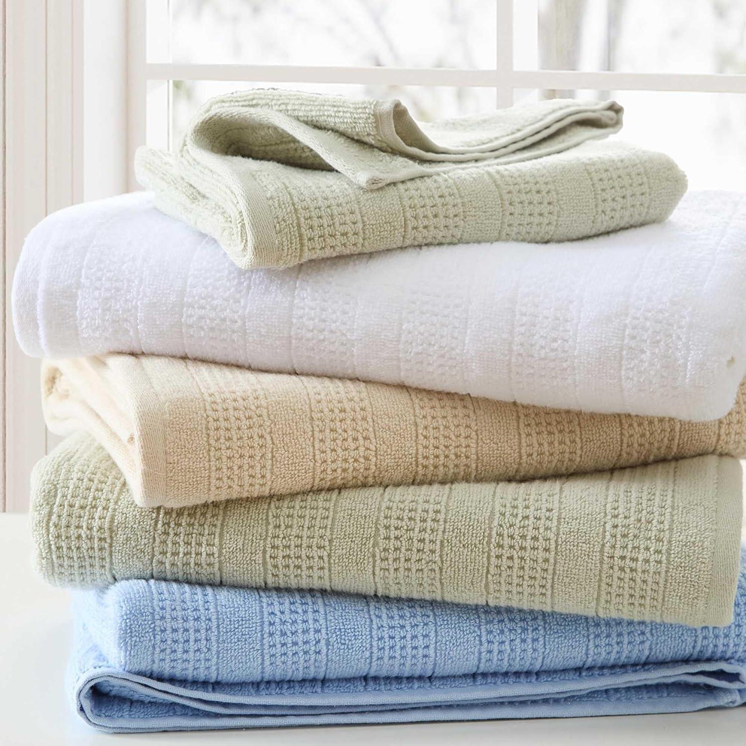 imageMartha Stewart Bath Towels Soft amp Absorbent 100 Cotton Towels Solid 500 GSM 6Piece Bathroom Towel Set with Textured Weave Bedford Cottage BlueBedford Cottage Green