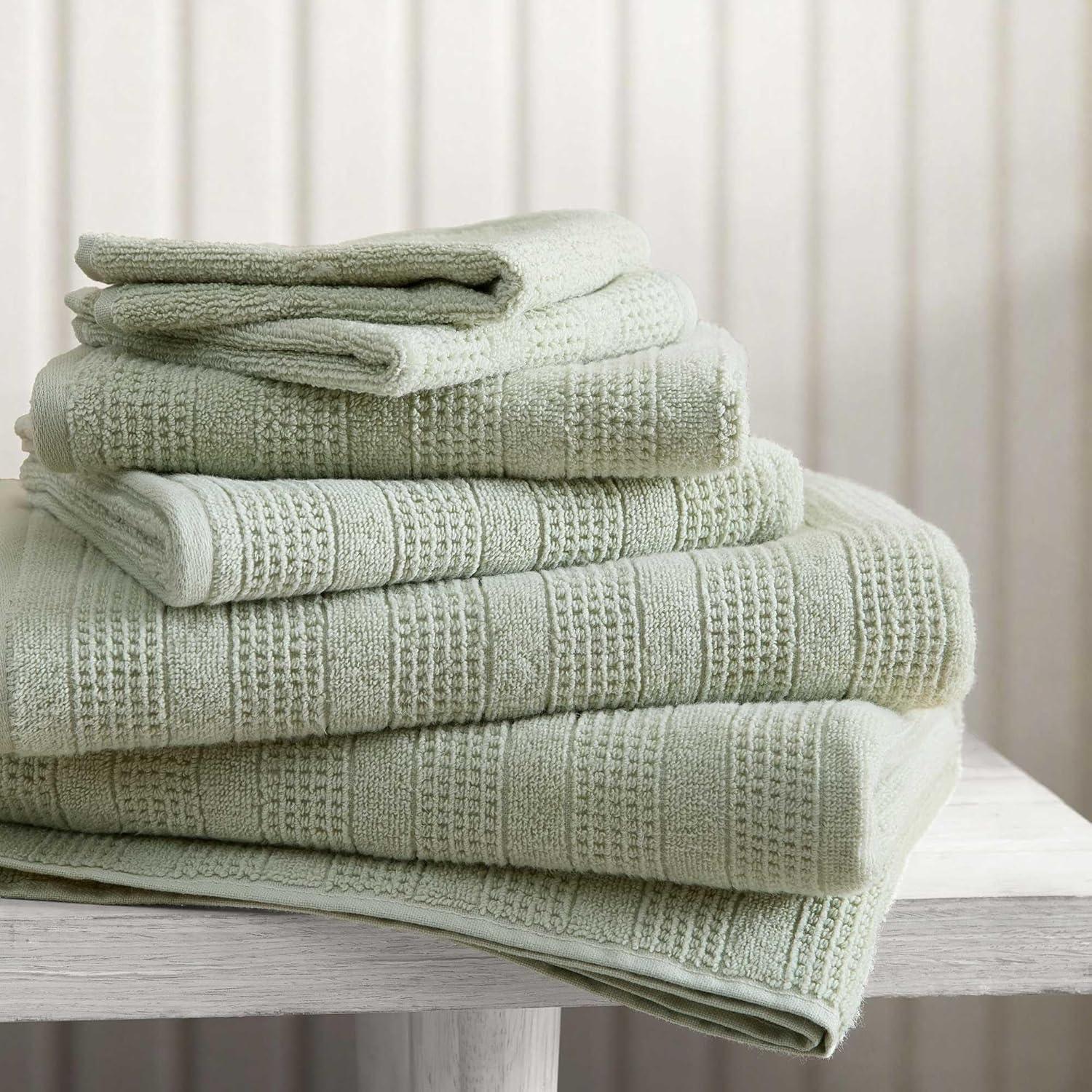 imageMartha Stewart Bath Towels Soft amp Absorbent 100 Cotton Towels Solid 500 GSM 6Piece Bathroom Towel Set with Textured Weave Bedford Cottage BlueBedford Cottage Green