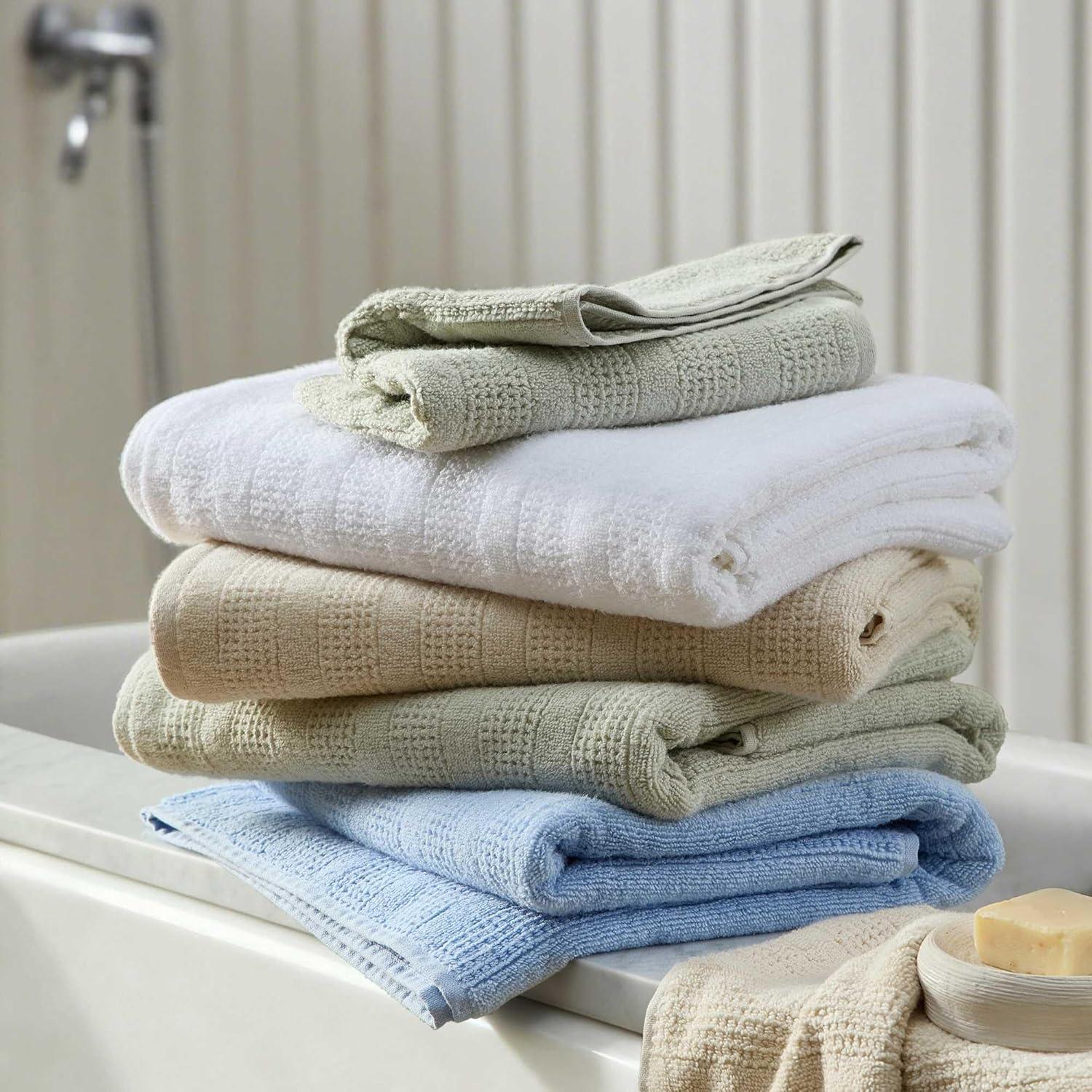 imageMartha Stewart Bath Towels Soft amp Absorbent 100 Cotton Towels Solid 500 GSM 6Piece Bathroom Towel Set with Textured Weave Bedford Cottage BlueBedford Cottage Green