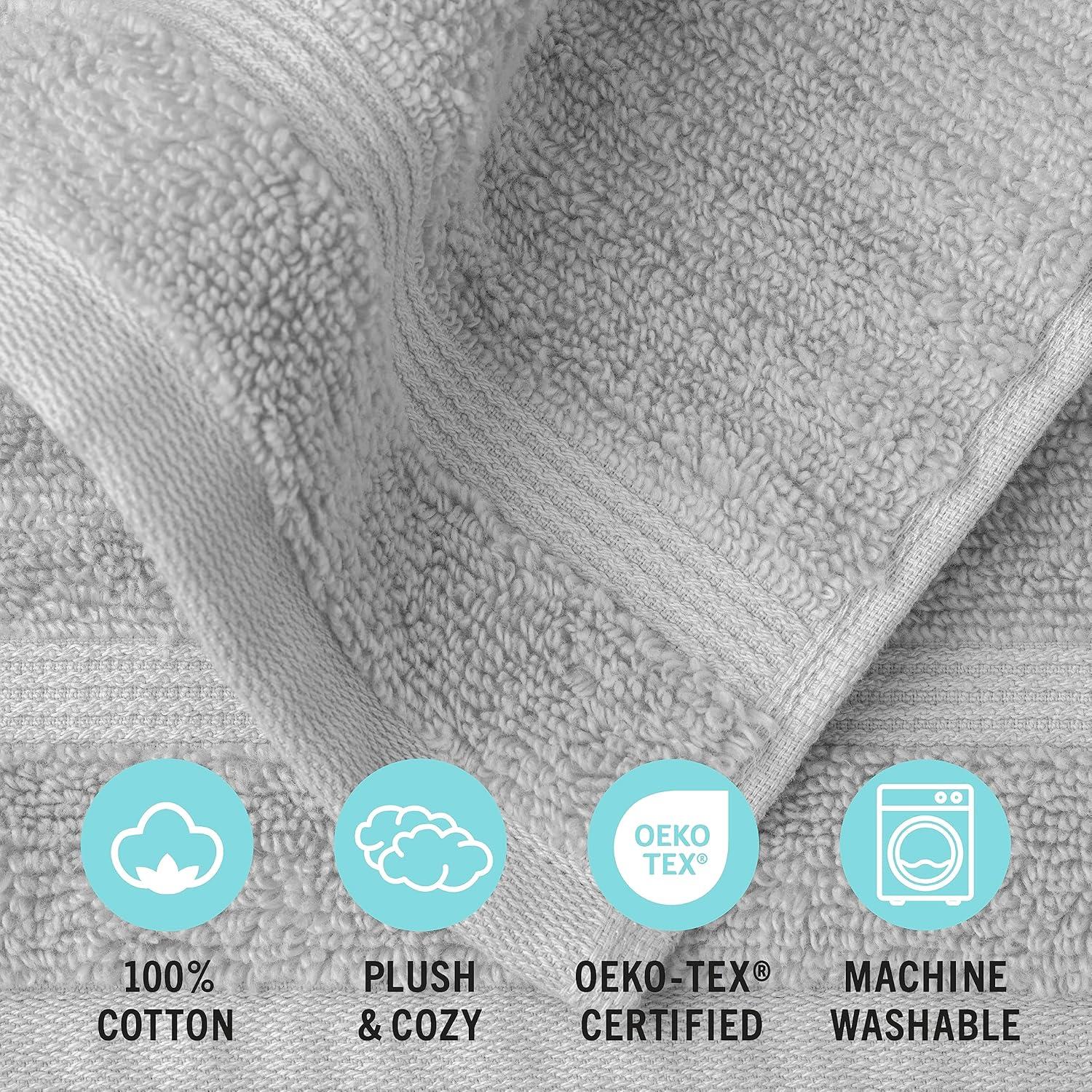 imageMartha Stewart Bath Towels Soft amp Absorbent 100 Cotton Towels Solid 500 GSM 6Piece Bathroom Towel Set with Textured Weave Bedford Cottage BlueTextured Light Grey