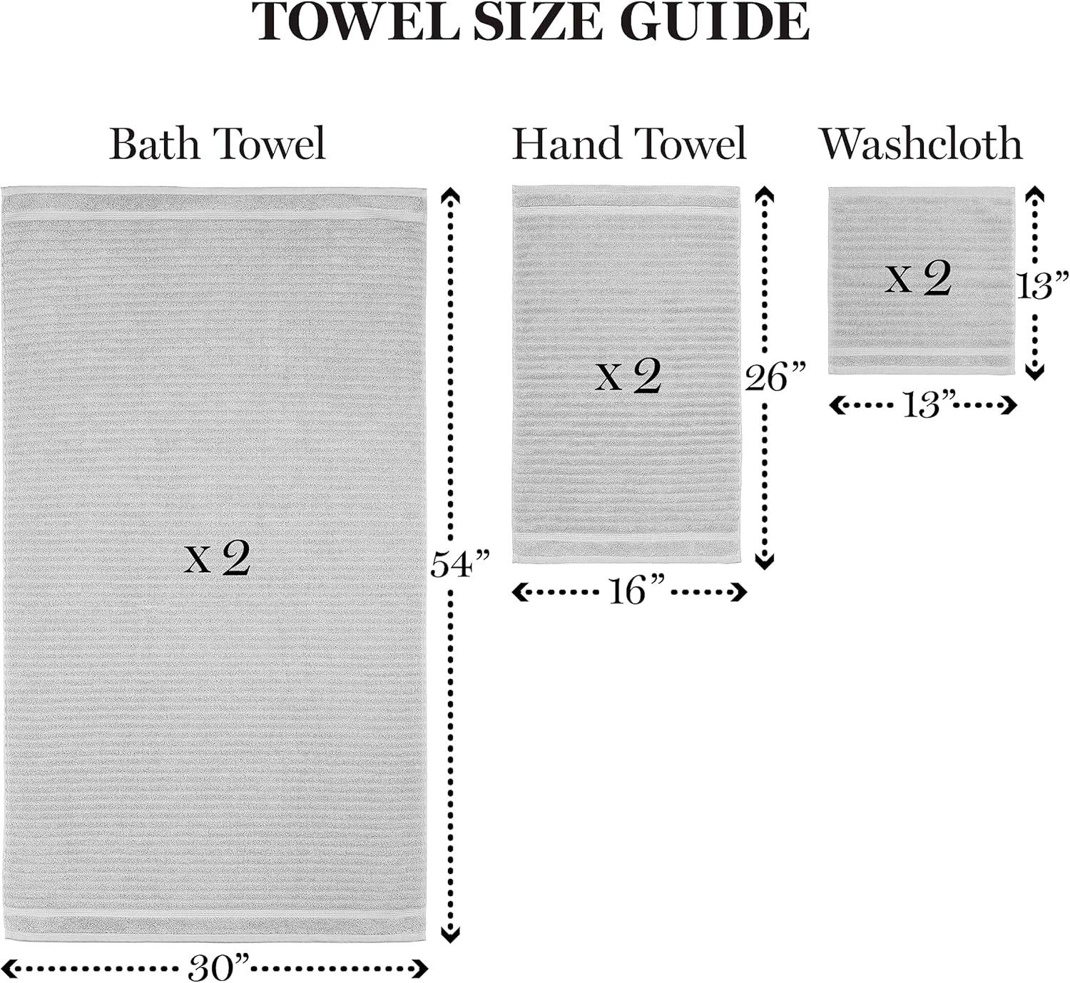 imageMartha Stewart Bath Towels Soft amp Absorbent 100 Cotton Towels Solid 500 GSM 6Piece Bathroom Towel Set with Textured Weave Bedford Cottage BlueTextured Light Grey