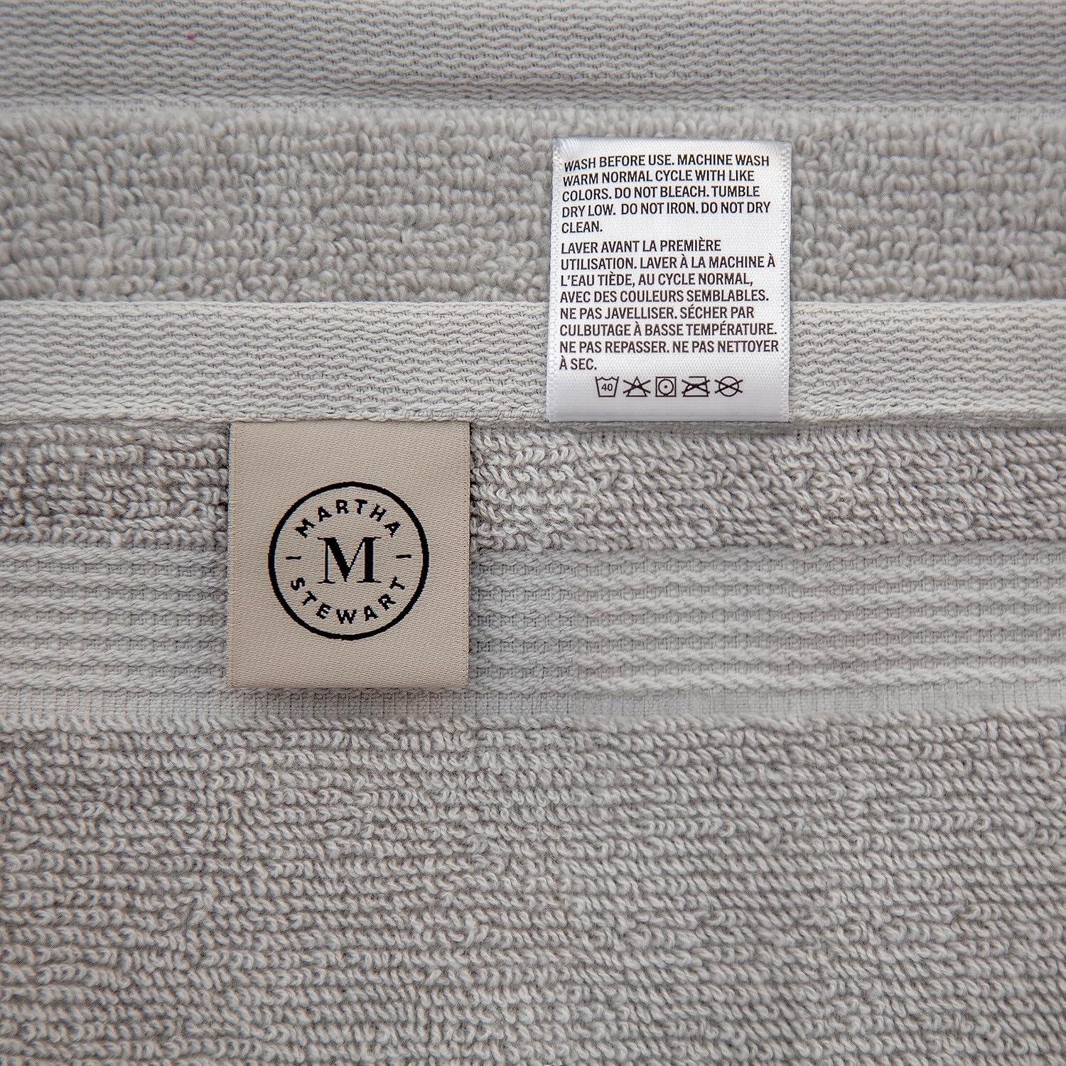 imageMartha Stewart Bath Towels Soft amp Absorbent 100 Cotton Towels Solid 500 GSM 6Piece Bathroom Towel Set with Textured Weave Bedford Cottage BlueTextured Light Grey