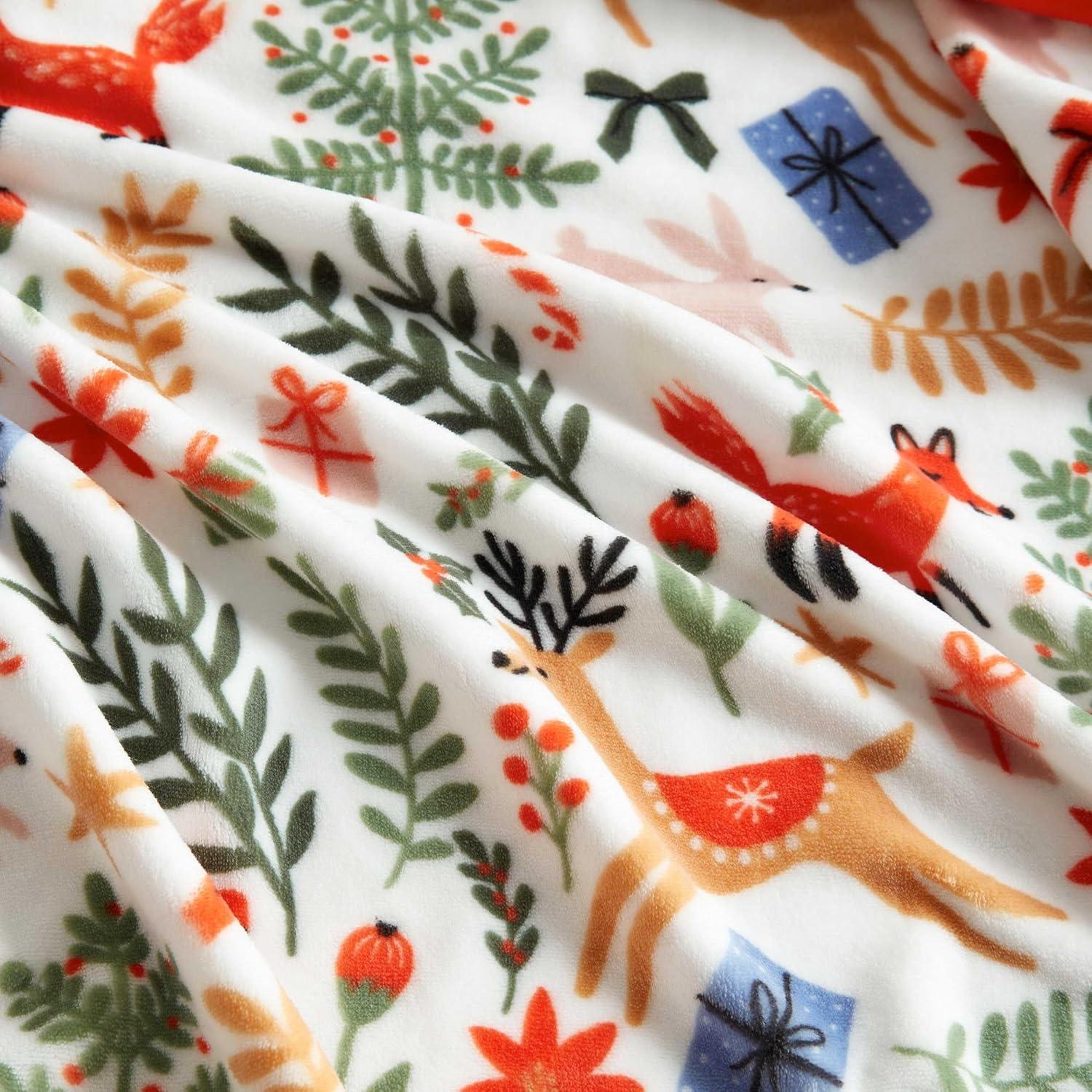 imageMartha Stewart Blanket Incredibly Soft Throw Blanket for Couch or Bed Printed Plush amp Oversized Bedding Madison Gingham Green 60 x 70Holiday Woodland White
