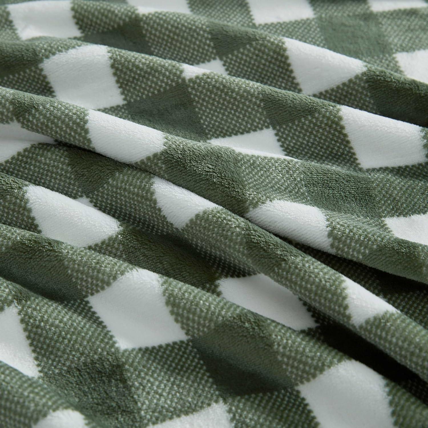 imageMartha Stewart Blanket Incredibly Soft Throw Blanket for Couch or Bed Printed Plush amp Oversized Bedding Madison Gingham Green 60 x 70Madison Gingham Green