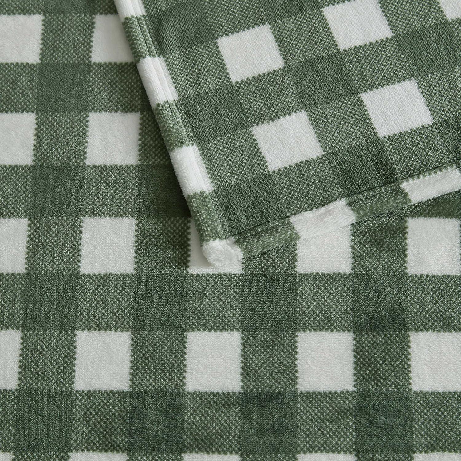 imageMartha Stewart Blanket Incredibly Soft Throw Blanket for Couch or Bed Printed Plush amp Oversized Bedding Madison Gingham Green 60 x 70Madison Gingham Green