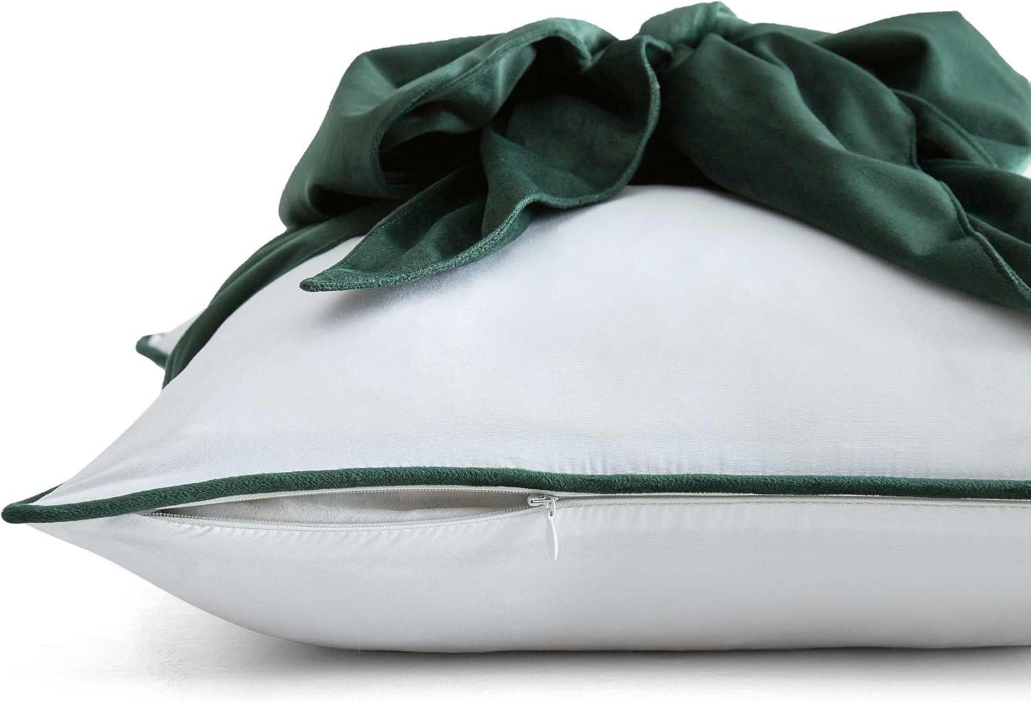 imageMartha Stewart Decorative Pillow Square Throw Pillow with Hidden Zipper Closure Oversized Accent Cushion for Bed or Couch Bedford Bow Green 20 x 20Bedford Bow Green
