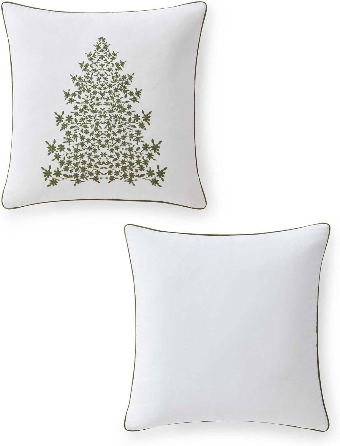 imageMartha Stewart Decorative Pillow Square Throw Pillow with Hidden Zipper Closure Oversized Accent Cushion for Bed or Couch Bedford Bow Green 20 x 20Holiday Tree Green