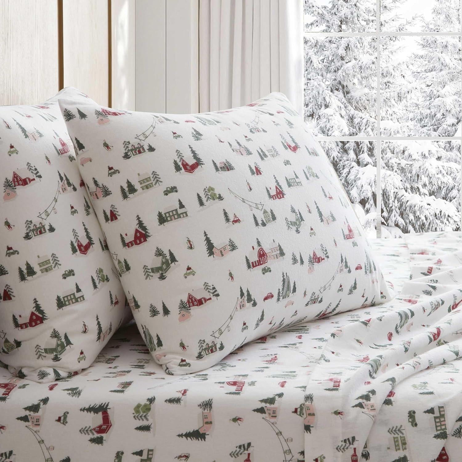 imageMartha Stewart Flannel Sheets Twin Size AntiPilling amp Wrinkle Resistant Cotton Touchably Soft for AllSeason Comfort Bed Sheets with Matching Pillowcase amp Fitted Sheet Ski Village GreenSki Village Green