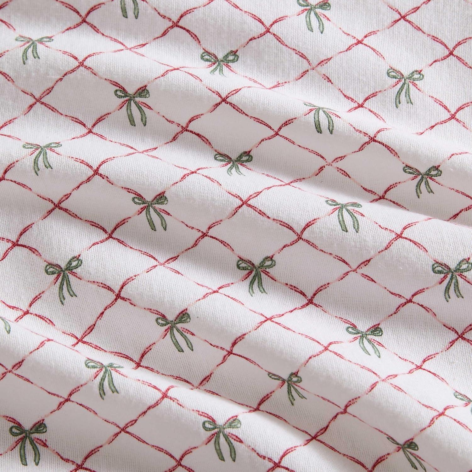 imageMartha Stewart Flannel Sheets Twin Size AntiPilling amp Wrinkle Resistant Cotton Touchably Soft for AllSeason Comfort Bed Sheets with Matching Pillowcase amp Fitted Sheet Ski Village GreenHoliday Bows Red