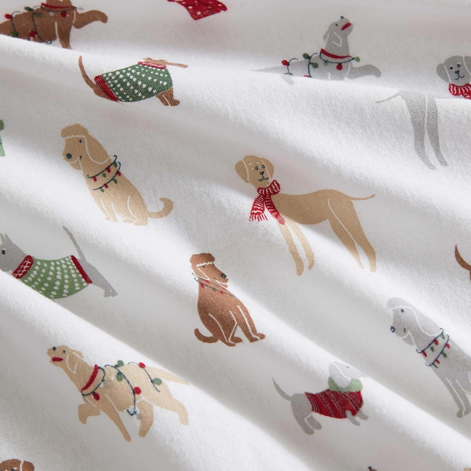 imageMartha Stewart Flannel Sheets Twin Size AntiPilling amp Wrinkle Resistant Cotton Touchably Soft for AllSeason Comfort Bed Sheets with Matching Pillowcase amp Fitted Sheet Ski Village GreenHoliday Pups Brown