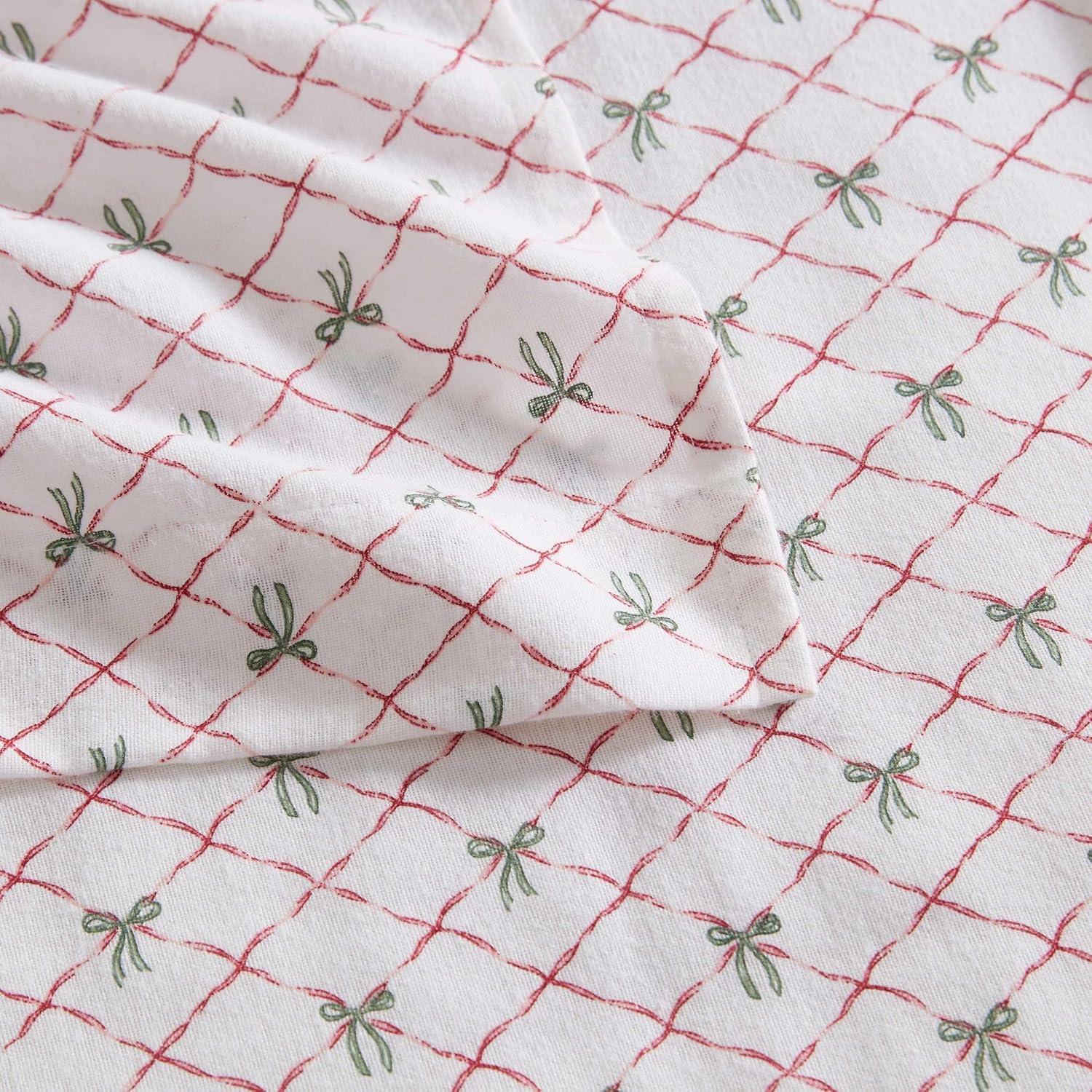 imageMartha Stewart Flannel Sheets Twin Size AntiPilling amp Wrinkle Resistant Cotton Touchably Soft for AllSeason Comfort Bed Sheets with Matching Pillowcase amp Fitted Sheet Ski Village GreenHoliday Bows Red
