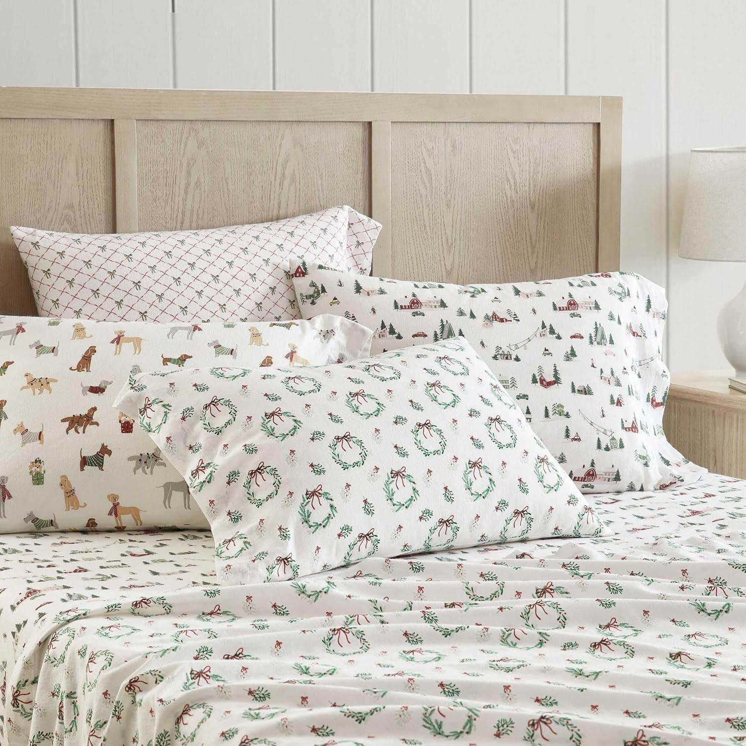 imageMartha Stewart Flannel Sheets Twin Size AntiPilling amp Wrinkle Resistant Cotton Touchably Soft for AllSeason Comfort Bed Sheets with Matching Pillowcase amp Fitted Sheet Ski Village GreenSki Village Green