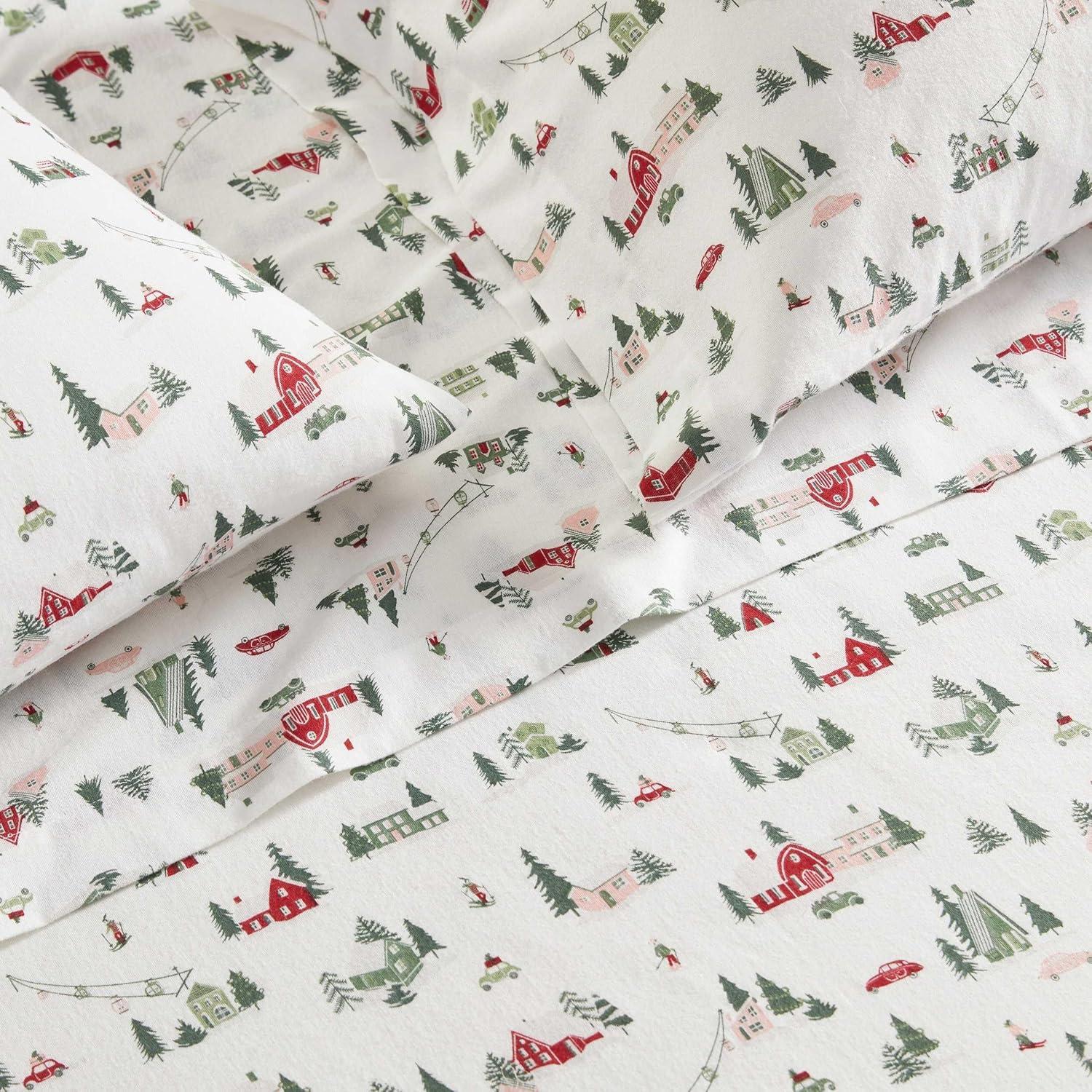 imageMartha Stewart Flannel Sheets Twin Size AntiPilling amp Wrinkle Resistant Cotton Touchably Soft for AllSeason Comfort Bed Sheets with Matching Pillowcase amp Fitted Sheet Ski Village GreenSki Village Green