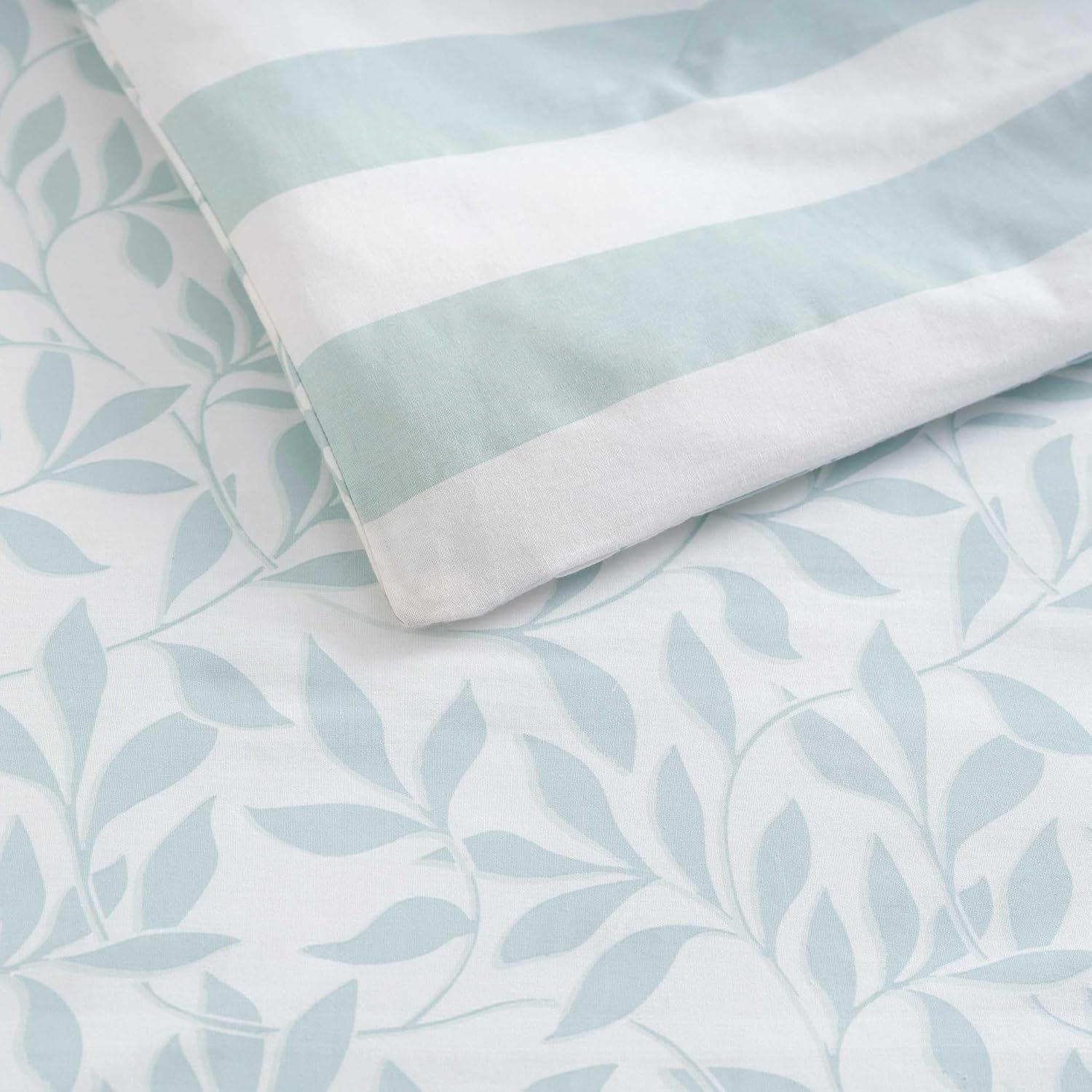 imageMartha Stewart Queen Comforter Set Naturally Soft CottonRich Jacquard Bedding wMatching Pillowcases Textured 3 Piece Bed Set Garden Trellis WhiteCopper Vines Blue