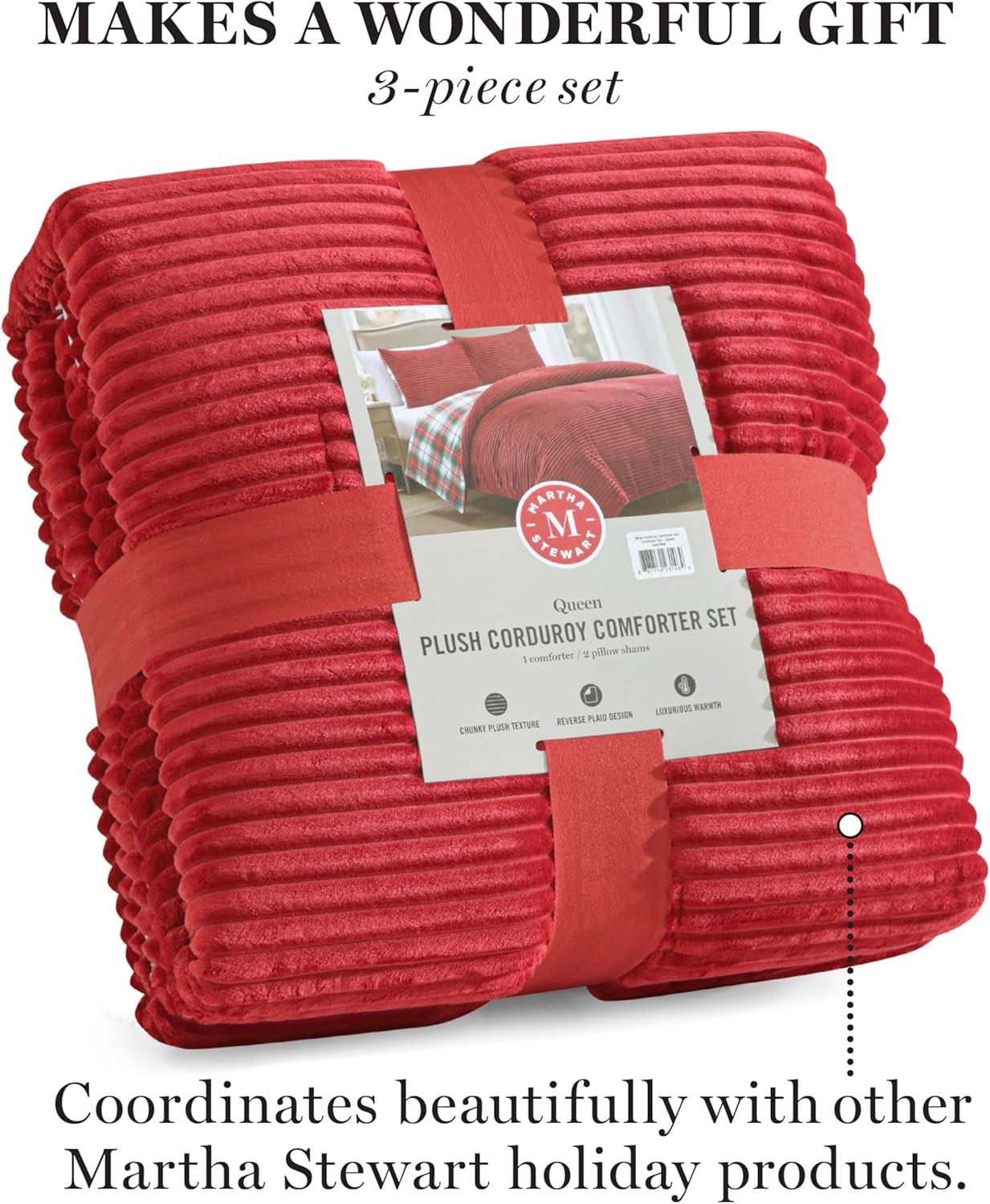 imageMartha Stewart Queen Comforter Set Naturally Soft CottonRich Jacquard Bedding wMatching Pillowcases Textured 3 Piece Bed Set Garden Trellis WhiteDark Red