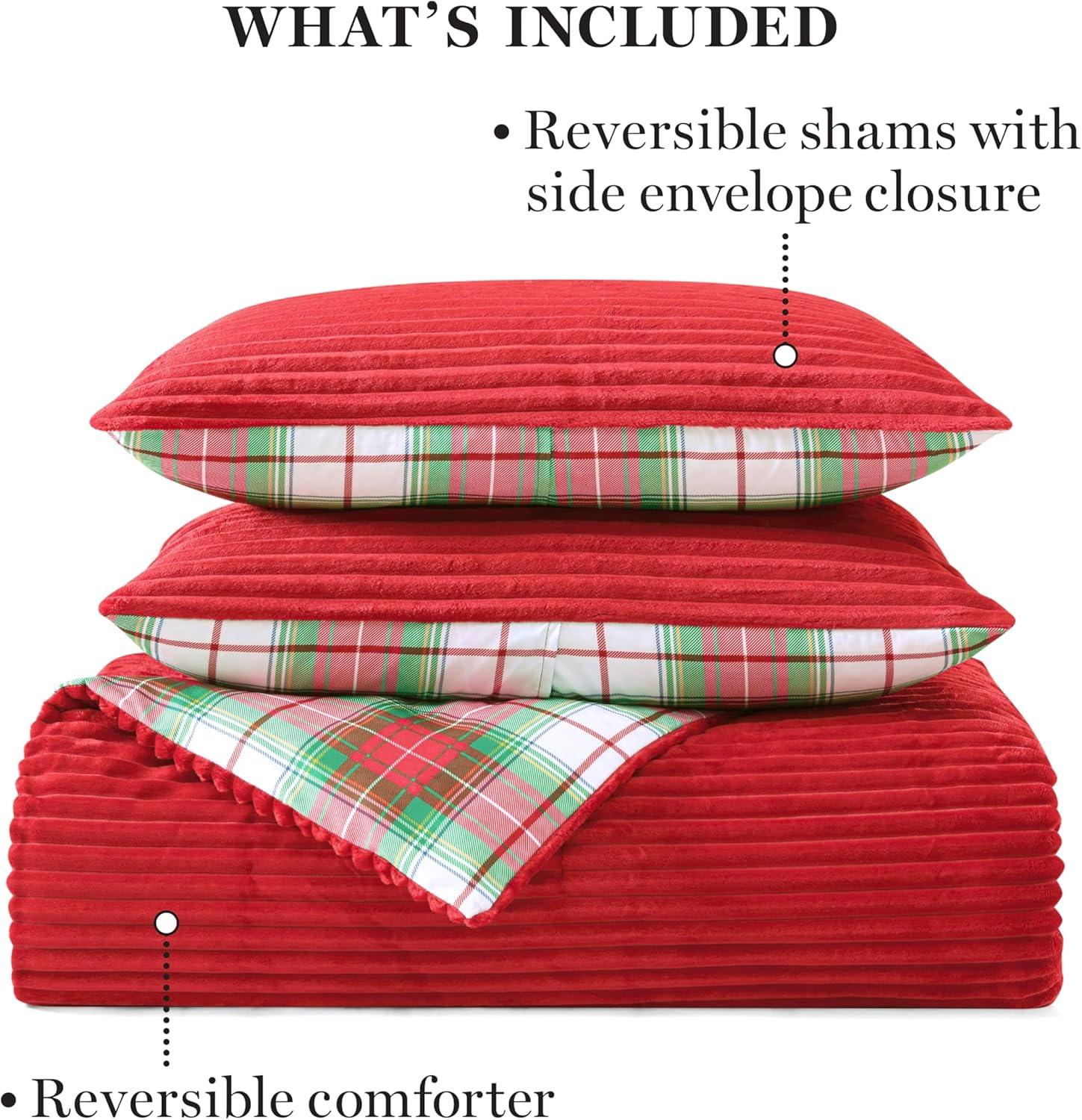 imageMartha Stewart Queen Comforter Set Naturally Soft CottonRich Jacquard Bedding wMatching Pillowcases Textured 3 Piece Bed Set Garden Trellis WhiteDark Red
