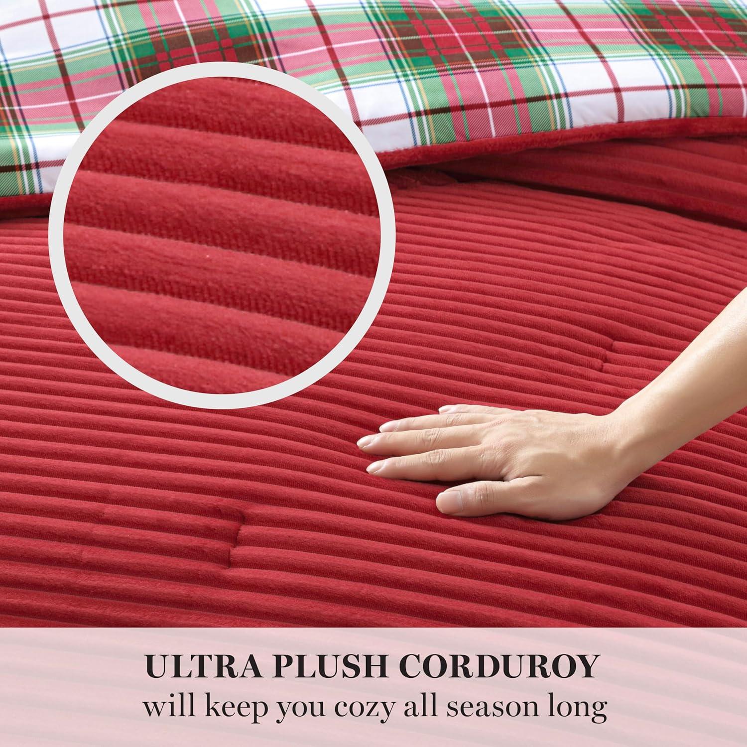 imageMartha Stewart Queen Comforter Set Naturally Soft CottonRich Jacquard Bedding wMatching Pillowcases Textured 3 Piece Bed Set Garden Trellis WhiteDark Red